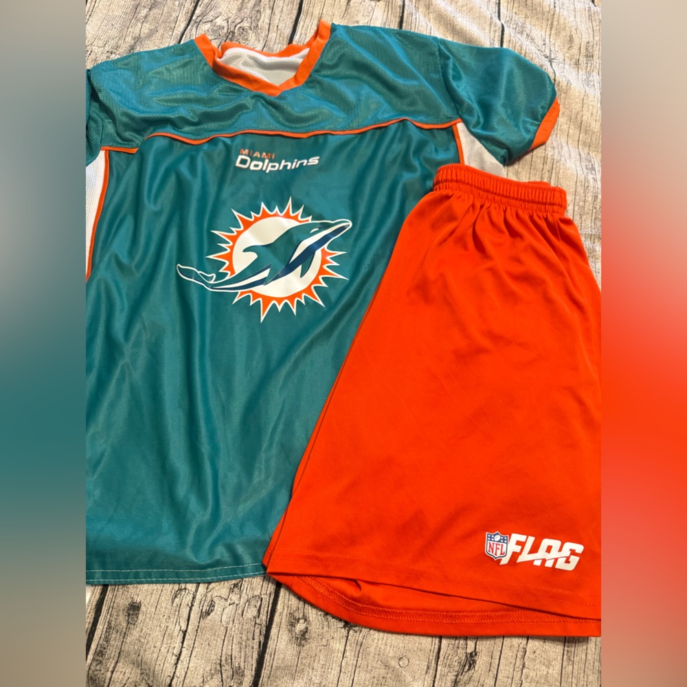 NFL Flag football 2 piece combo: Miami Dolphins 🐬 jersey & shorts, double sided